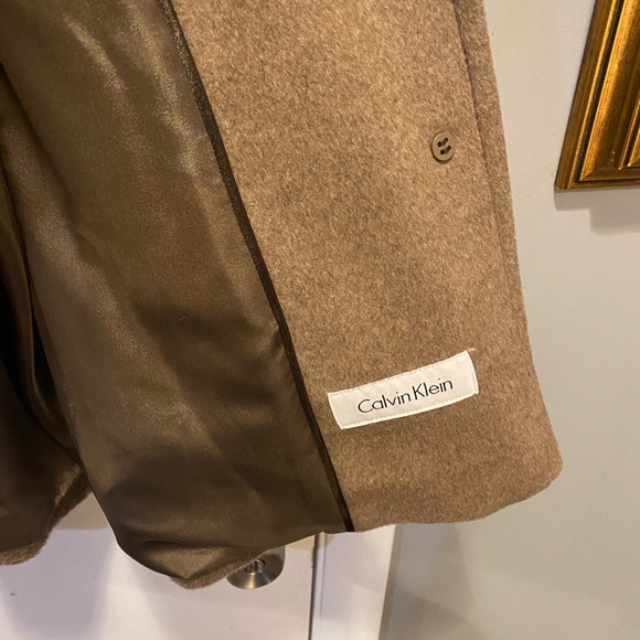 Calvin Klein Tan Wool Blend Peacoat NWOT - Size 12P - Picture 6 of 11